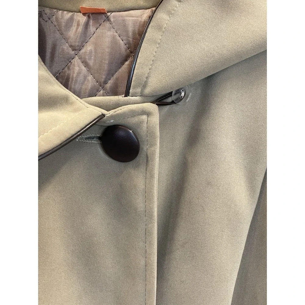 Vintage 60s-70s Womens 18 Coat Mod Tan Faux‎ Suede Peter Pan Collar A-Line USA